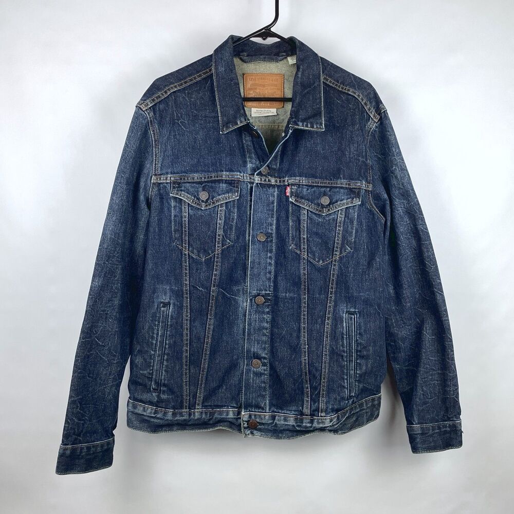 Levi's Men's XL 72334 Blue Denim Trucker Jacket Type 3 Barrow Lane Dark Wash